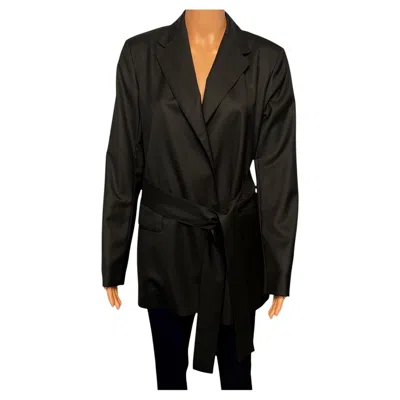 Pre-owned The Row Mel Jacket Us 2 Fall '18 Black Crepe Wool Wrap Blazer Belt Silk Lined