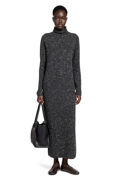 The Row Melani Speckled Cashmere Midi Jumper Dress In Gray