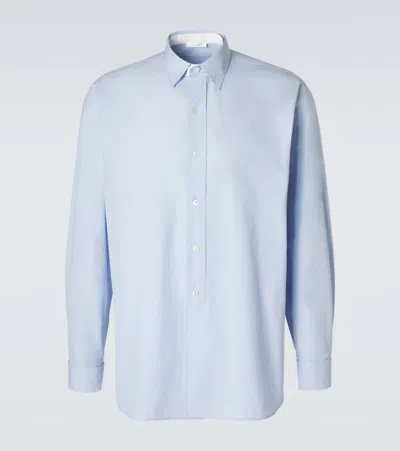 The Row Melchior Cotton Poplin Shirt In Blue
