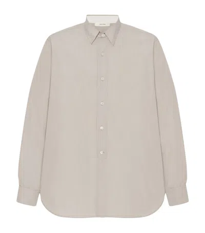 The Row Melchior Cotton Shirt In Brown