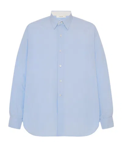 The Row Melchior Cotton Shirt In Blue