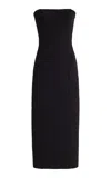 The Row Reeta Strapless Wool And Silk-blend Maxi Dress In Black
