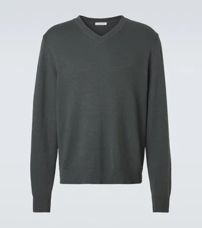 The Row Memphis Cashmere And Linen Sweater In Green