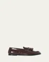 The Row Men's Box Leather Tassel Loafers In Brown