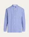 The Row Men's Bresson Striped Poplin Sport Shirt In Purple Blue / White