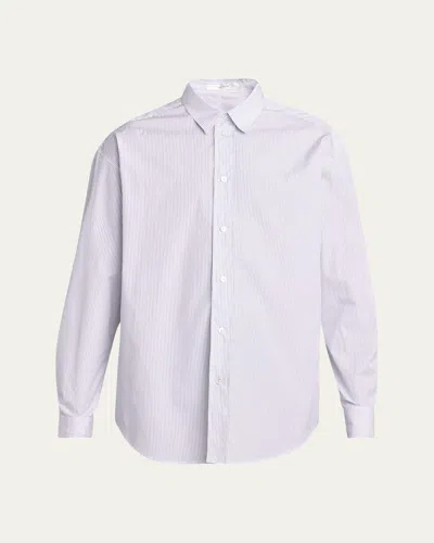 The Row Men's Cotton Micro-stripe Button-down Shirt In Multi