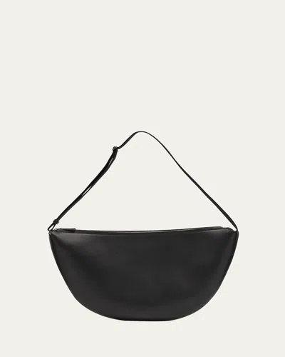 The Row Men's Crescent Leather Crossbody Bag In Black