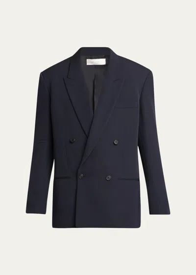 The Row Men's Donnes Double-breasted Sport Coat In Dark Navy