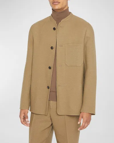 The Row Men's Everett Band-collar Jacket In Brown