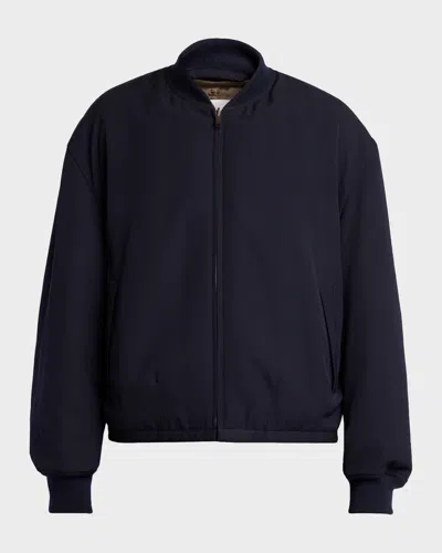 The Row Men's Fenn Wool And Silk Reversible Bomber Jacket In Blue