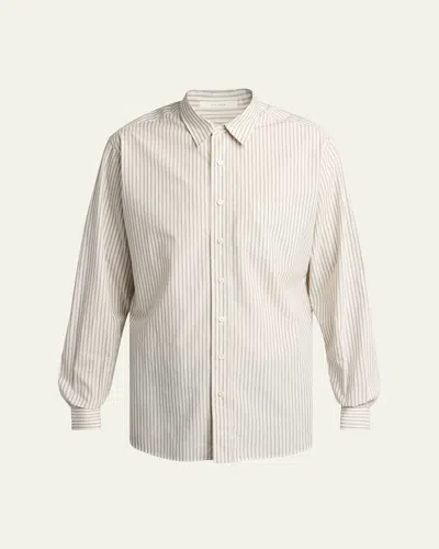 The Row Men's Granada Silk Poplin Stripe Button-down Shirt In White