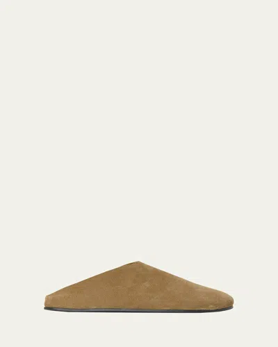 The Row Men's Hudson Suede Mules In Brown