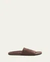 The Row Men's Hugh Suede Slide Sandals In Brown