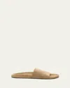 The Row Men's Hugh Suede Slide Sandals In Green