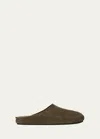 The Row Hugo Leather Slides In Ash