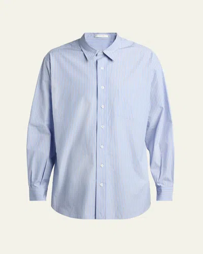 The Row Men's Kardiff Cotton Stripe Button-down Shirt In Blue