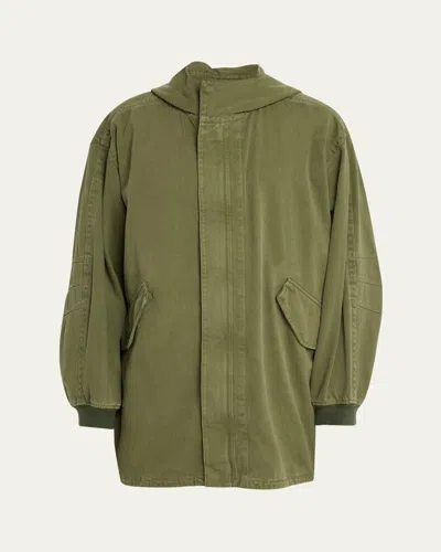 The Row Men's Kemet Washed Cotton Fishtail Parka Jacket In Green