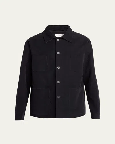 The Row Men's Kian Cotton Moleskin Shirt Jacket In Black