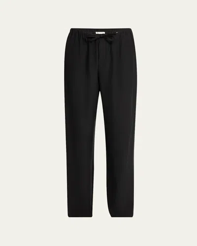 The Row Men's Loose-fit Wool Drawstring Pants In Black
