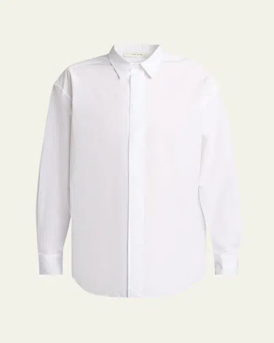 The Row Men's Nilo Concealed-placked Button-down Shirt In White
