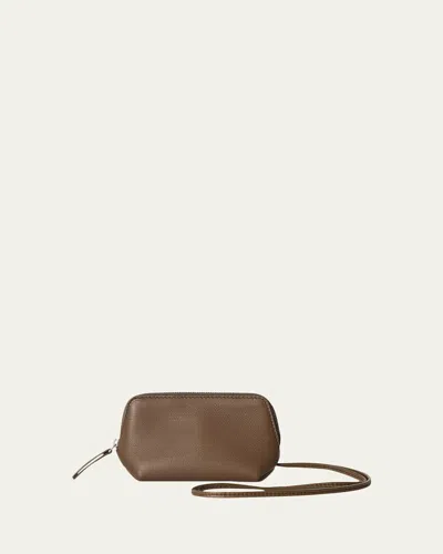 The Row Men's Owen Leather Wristlet Pouch In Brown