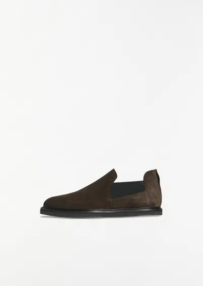 The Row Men Parker Suede Slip On In Black