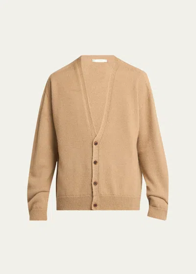 The Row Men's Sheldon Wool-silk Cardigan In Camel