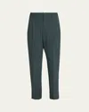 The Row Men's Silas Pleated Wool-blend Pants In Dark Green