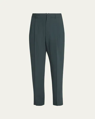 The Row Men's Silas Pleated Wool-blend Pants In Dark Green
