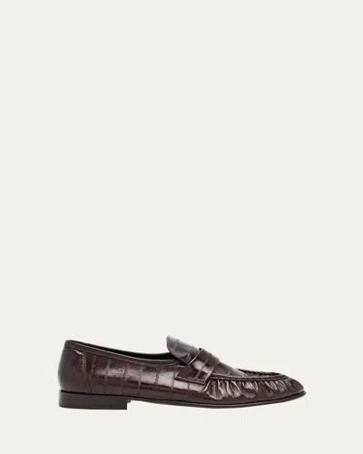 The Row Men's Soft Leather Loafers In Brown