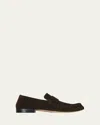 The Row Suede Penny Loafers In Brown