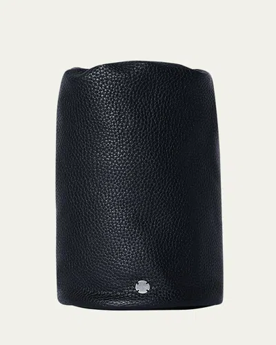 The Row Men's Sporty Leather Drawstring Pouch In Black