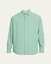 The Row Men's Striped Poplin Dress Shirt In Green