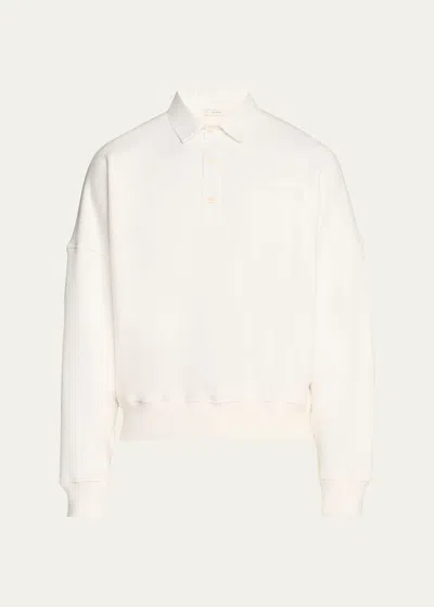 The Row Men's Terry Dende Polo Sweatshirt In Milk