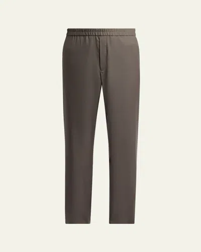 The Row Men's Tosca Straight-leg Wool-silk Pants In Gray