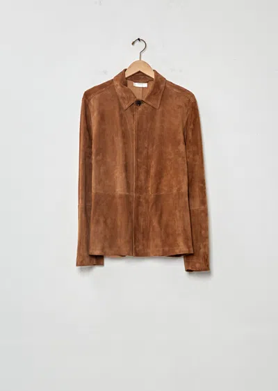 The Row Men Ulrich Suede Jacket In Brown