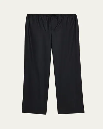 The Row Men's Xon Wool Flannel Relaxed-fit Drawstring Pants In Blue