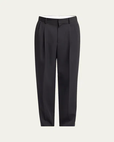 The Row Men's Zev Wool Double-pleated Trousers In Black
