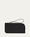 The Row Leather Wallet With Strap In Black