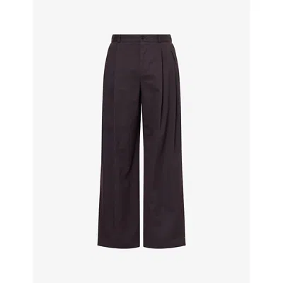 The Row Mens  Tibor Double-pleat Cotton-blend Trousers In Purple