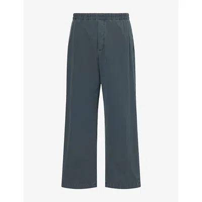 The Row Mens Ari Elasticated Cotton Trousers Green