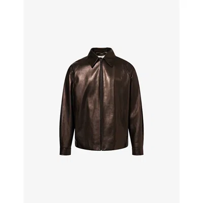 The Row Mens  Mount Raglan-sleeve Leather Jacket In Black