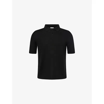 The Row Mens Black Ravi Short-sleeve Silk, Cashmere And Linen Polo Shirt