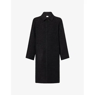 The Row Mens Black W/ White Zomo Classic-collar Cashmere Coat In Multi