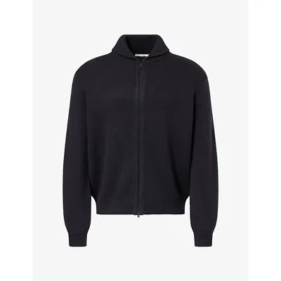The Row Mens Buffalo Zip-up Wool-blend Jumper Irregular Cash In Black