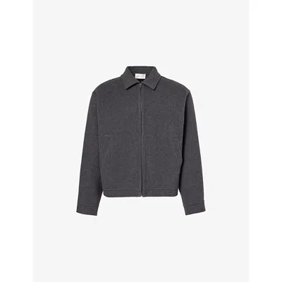 The Row Mens Dark Charcoal Noggu Zip-up Cashmere And Wool-blend Jacket In Gray