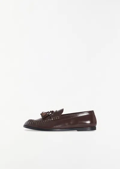 The Row Mens Polished Leather Loafer In Brown