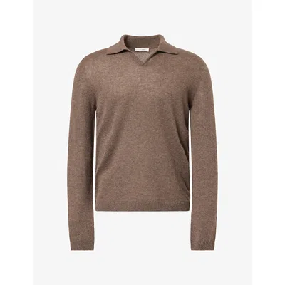 The Row Mens Ripley Polo Cashmere Jumper Fall Cashmere In Brown