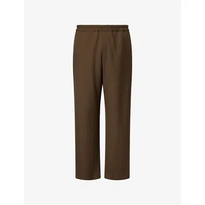 The Row Mens Sepia Khaki Ari Straight-leg Wool Trousers Xl In Brown