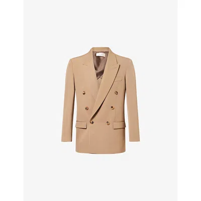 The Row Mens Army Beige Mazzy Double-breasted Wool Jacket